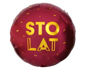 Balon Sto Lat Bordowy okrągły 45 cm 