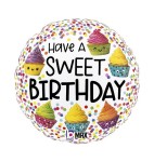 Balon Have A Sweet Birthday Cute Cupcakes okrągły 18 cali - 46 cm 