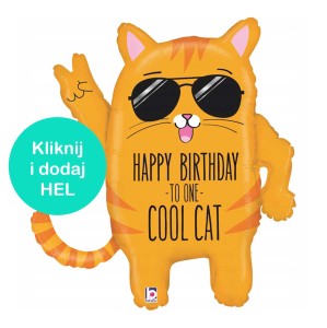 Balon Kot Cool Cat Birthday  66cm 