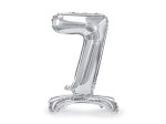 Balon Cyfra Stojąca "7" Srebrna 70 cm 