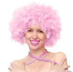 Peruka Włosy Afro Jasnoróżowe 