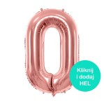 Balon Cyfra 0 Złoty Róż 100 cm  