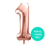Balon Cyfra 1 Złoty Róż 100 cm  