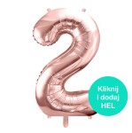 Balon Cyfra 2 Złoty Róż 100 cm  