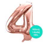 Balon Cyfra 4 Złoty Róż 100 cm   