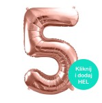 Balon Cyfra 5 Złoty Róż 100 cm      