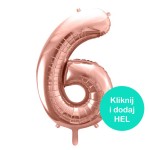 Balon Cyfra 6 Złoty Róż 100 cm    