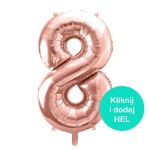 Balon Cyfra 8 Złoty Róż 100 cm    