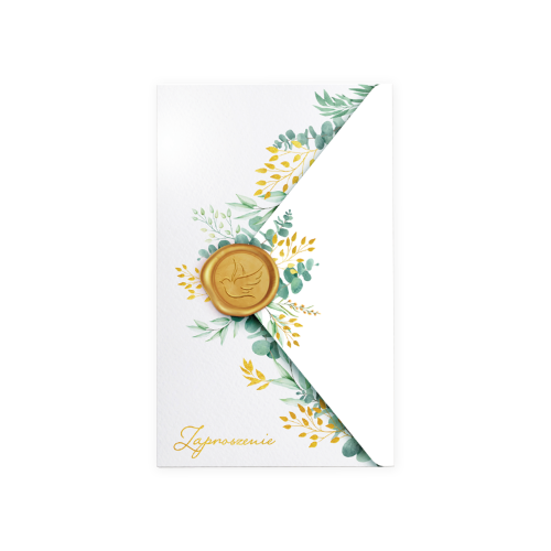 Zaproszenie Komunia Święta Eukaliptus z pieczęcią lakową 6 szt.png