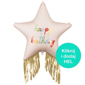 Balon Gwiazda z Frędzlami Happy Birthday 72 x 72 cm
