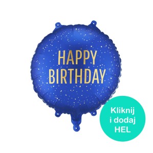 Balon okrągły Happy Birthday Granatowy 18 cali - 45 cm