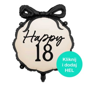 Balon okrągły Happy 18 z kokardą 57 x 56 cm