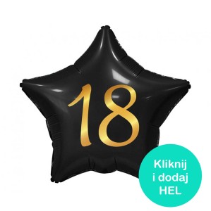 Balon Gwiazdka z cyfrą 18 Czarna 19cali-44cm
