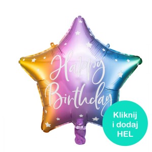 Balon Gwiazdka Happy Birthday Tęczowa 18cali-45cm